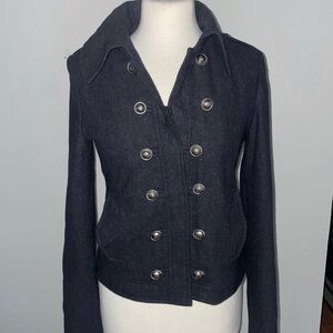 Ci Sono Women's Double-Breasted Dark Gray Pea Coat